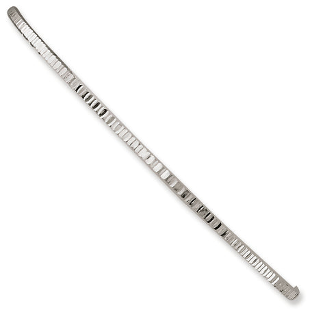 Sterling Silver 2mm Diamond-cut Slip-on Bangle Bracelet