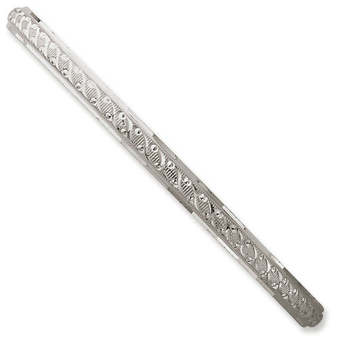 Sterling Silver 4.5mm Diamond-cut Slip-on Bangle Bracelet