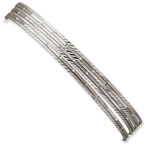 Sterling Silver 7mm Diamond-cut Semanario Bangle Bracelet