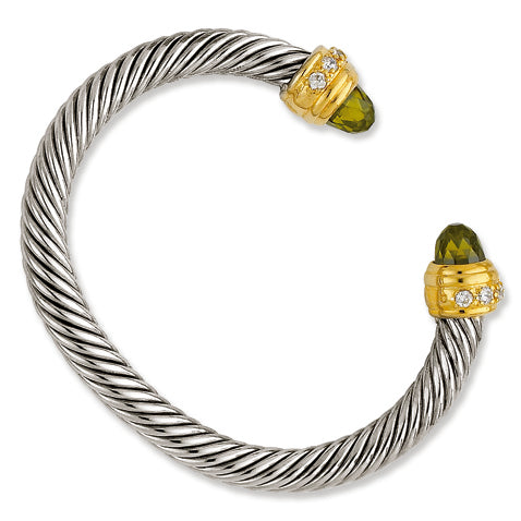 Sterling Silver Gold-Plated Antique CZ Bangle