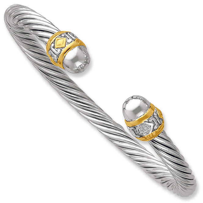 Sterling Silver Gold-plated CZ Bangle