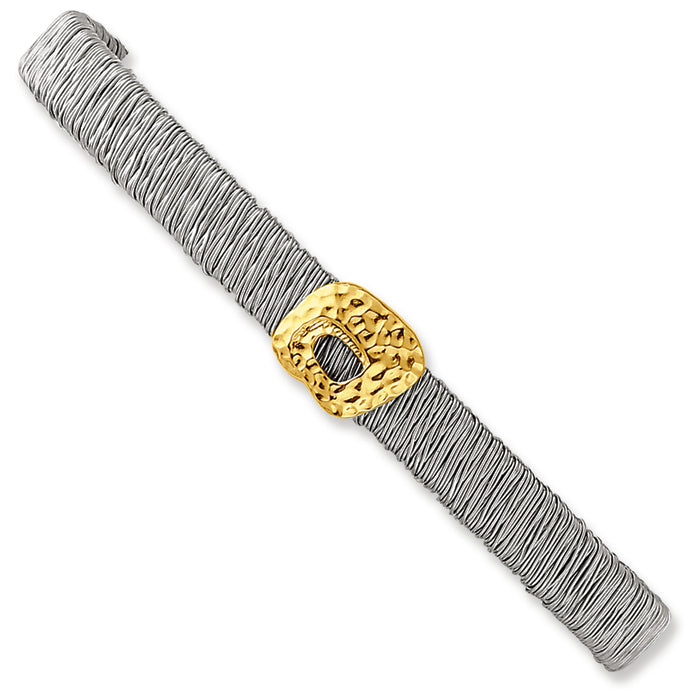 Stainless Steel & Sterling Silver Gold-Plated Bangle