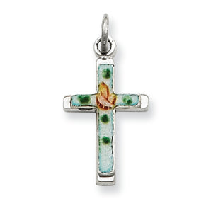 Sterling Silver Enameled Cross Charm