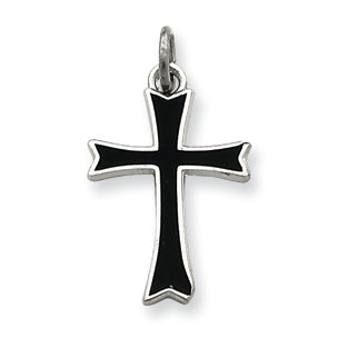 Sterling Silver Black Enameled Cross Charm