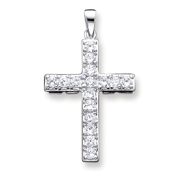 Sterling Silver CZ Latin Cross Pendant