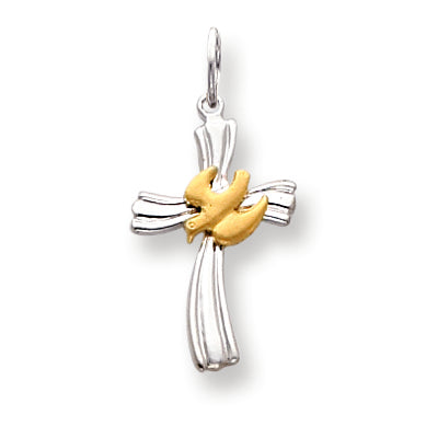 Sterling Silver & Vermeil Dove Cross Charm
