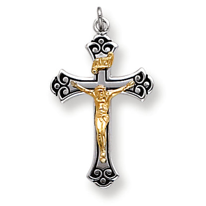 Sterling Silver & Vermeil Crucifix Pendant