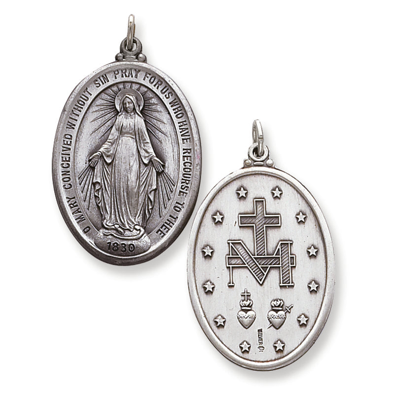 Sterling Silver Antiqued Miraculous Medal