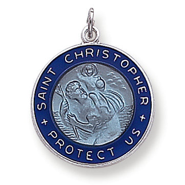 Sterling Silver Enameled St. Christopher Medal
