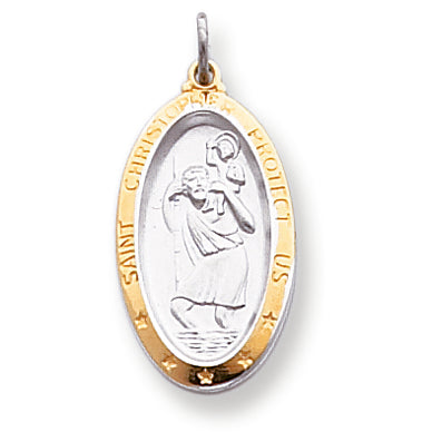 Sterling Silver & Vermeil St. Christopher Medal