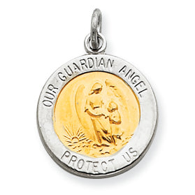 Sterling Silver & Vermeil Guardian Angel Medal