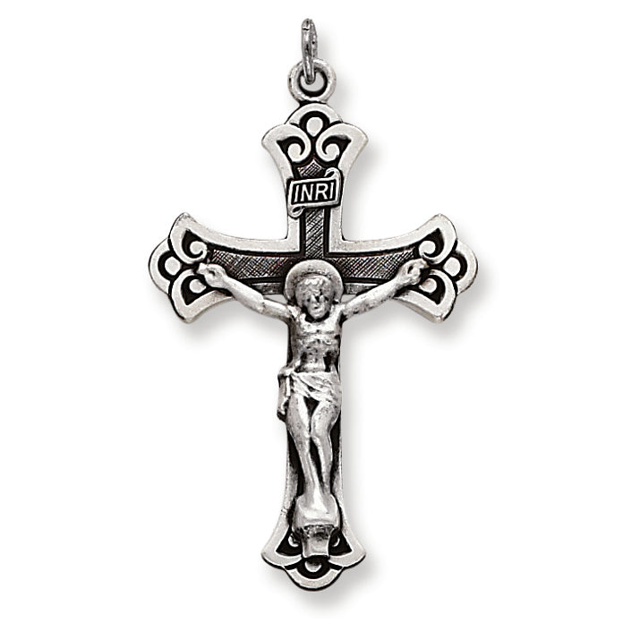 Sterling Silver Antiqued INRI Crucifix Pendant