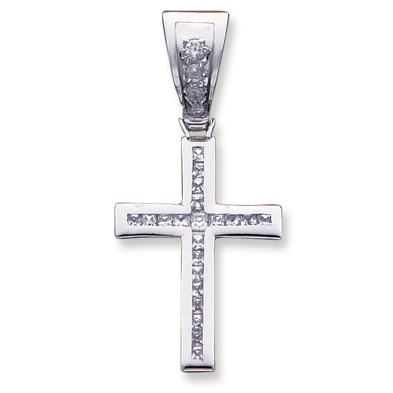 Sterling Silver CZ Cross Pendant