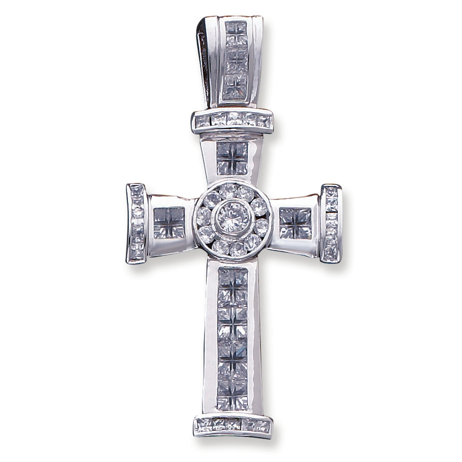 Sterling Silver CZ Cross Pendant
