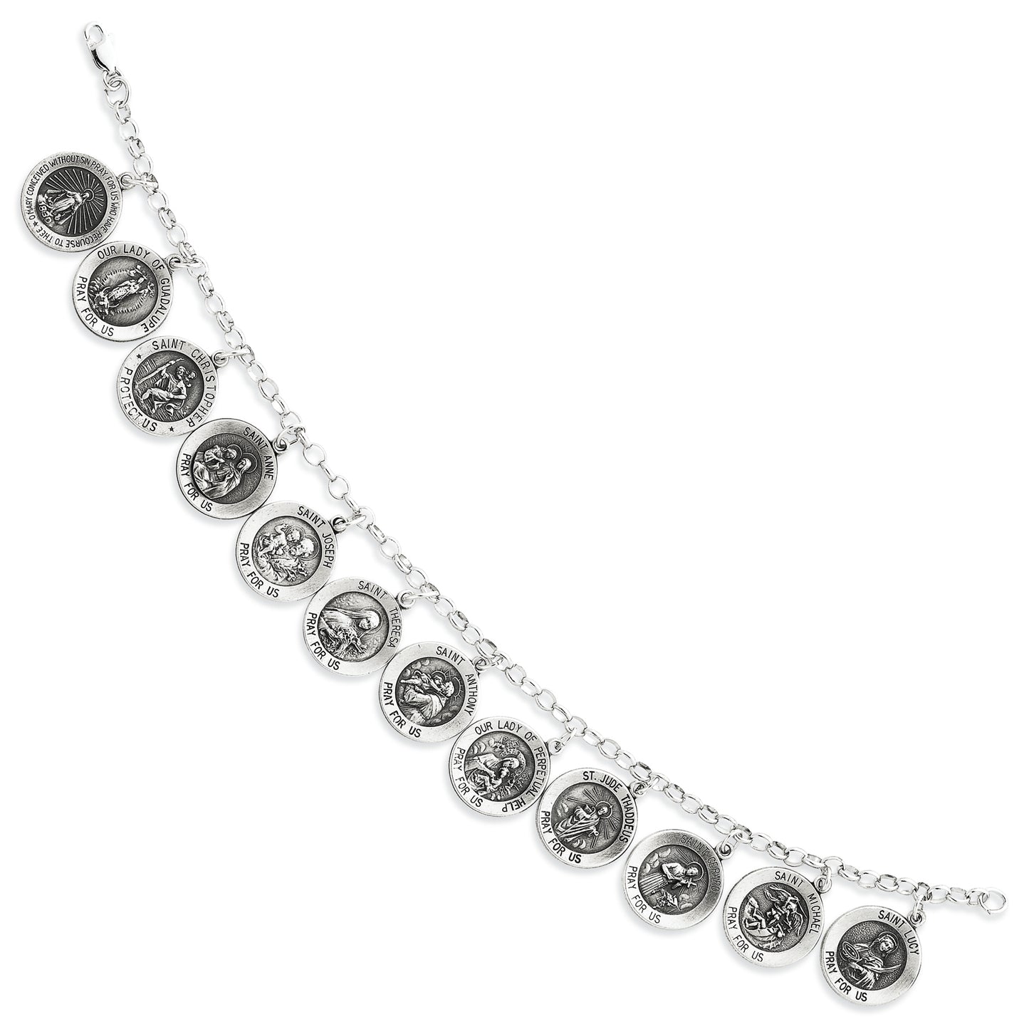 Sterling Silver 12 Saints Bracelet