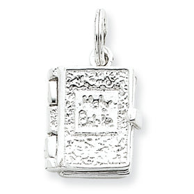Sterling Silver Holy Bible Charm