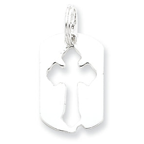 Sterling Silver Dog Tag Cross Charm