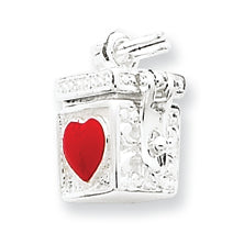 Sterling Silver Enameled Heart Prayer Box Charm