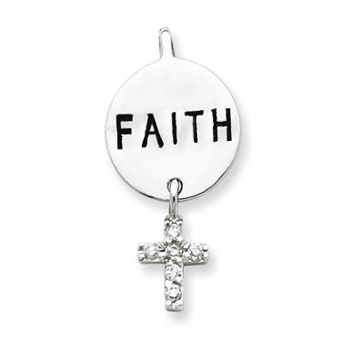 Sterling Silver CZ Cross Faith Slide
