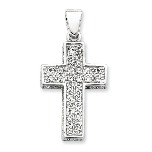 Sterling Silver CZ Latin Cross Pendant