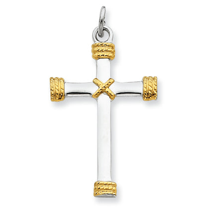 Sterling Silver & 18k Gold -plated Rope Cross Pendant