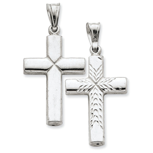 Sterling Silver Diamond -Cut Cross Pendant