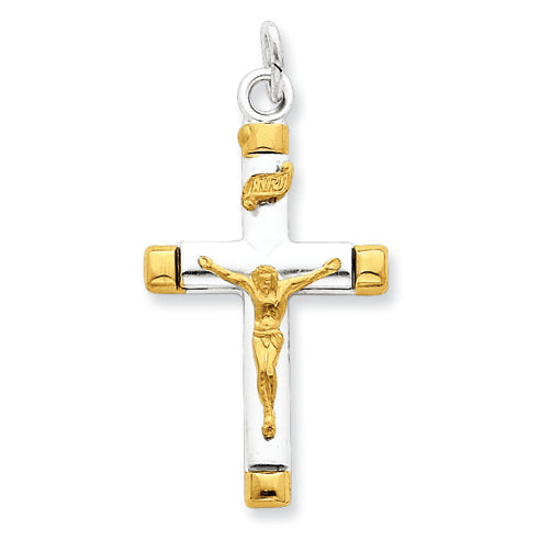 Sterling Silver & 18k Gold -plated Crucifix Pendant