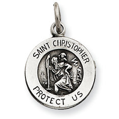 Sterling Silver Antiqued Saint Christopher Medal