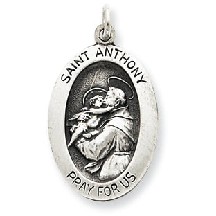 Sterling Silver Antiqued Saint Anthony Medal