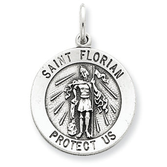 Sterling Silver Antiqued Saint Florian Medal