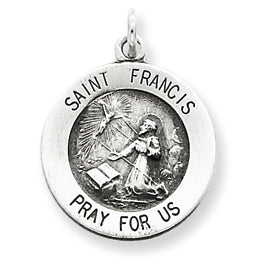 Sterling Silver Antiqued Saint Francis Medal