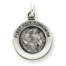 Sterling Silver Antiqued First Holy Communion Medal