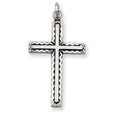 Sterling Silver Antiqued Cross Charm