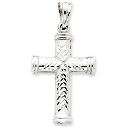 Sterling Silver Diamond -cut Reversible Cross Pendant