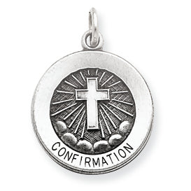 Sterling Silver Antiqued Confirmation Medal