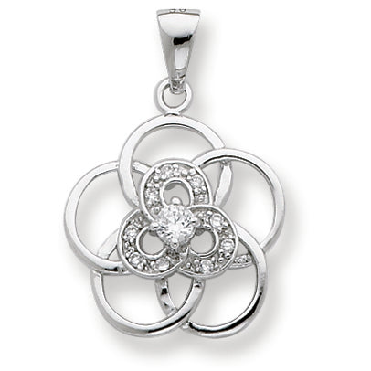Sterling Silver CZ Flower Pendant