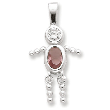 Sterling Silver CZ & June Glass Boy Pendant