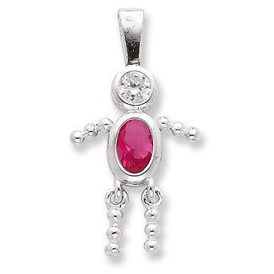 Sterling Silver CZ & October Pink CZ Boy Pendant