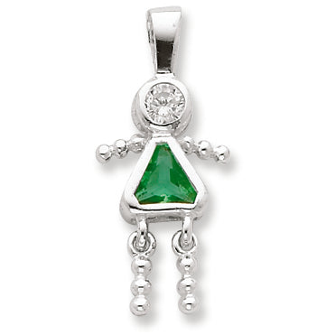 Sterling Silver CZ & August Glass Girl Pendant
