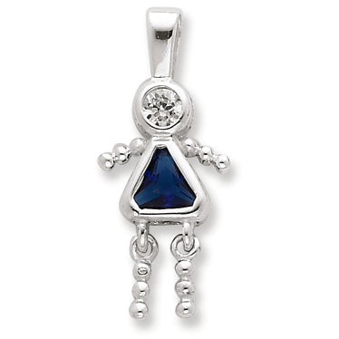 Sterling Silver CZ & September Glass Girl Pendant