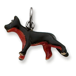 Sterling Silver Enameled German Shepherd Pendant