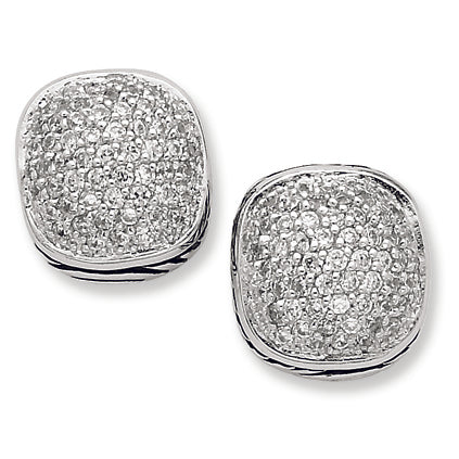 Sterling Silver CZ Antique Square Post Earrings