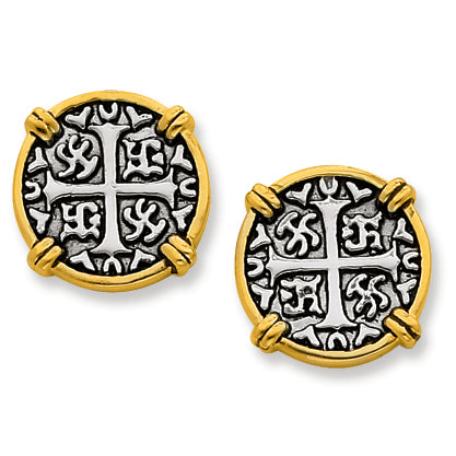 Sterling Silver & Vermeil Chinese Symbol Post Earrings