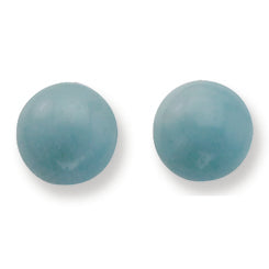 Sterling Silver 8-8.5mm Button Amazonite Post Earrings