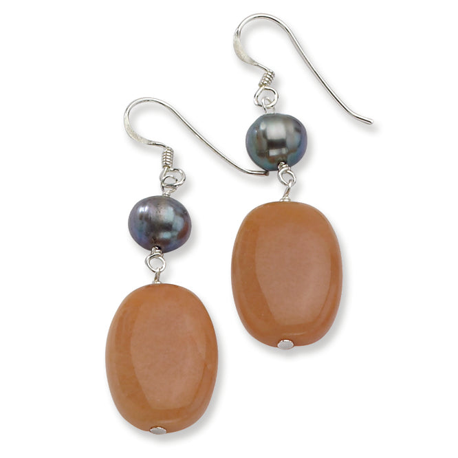 Sterling Silver Aventurine & FW Cultured Pearl Dangle Earrings