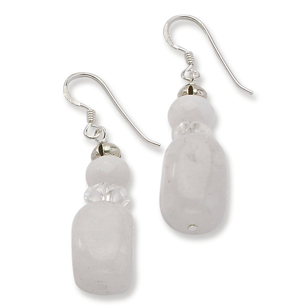 Sterling Silver Clear & Cracked Crystal Dangle Earrings