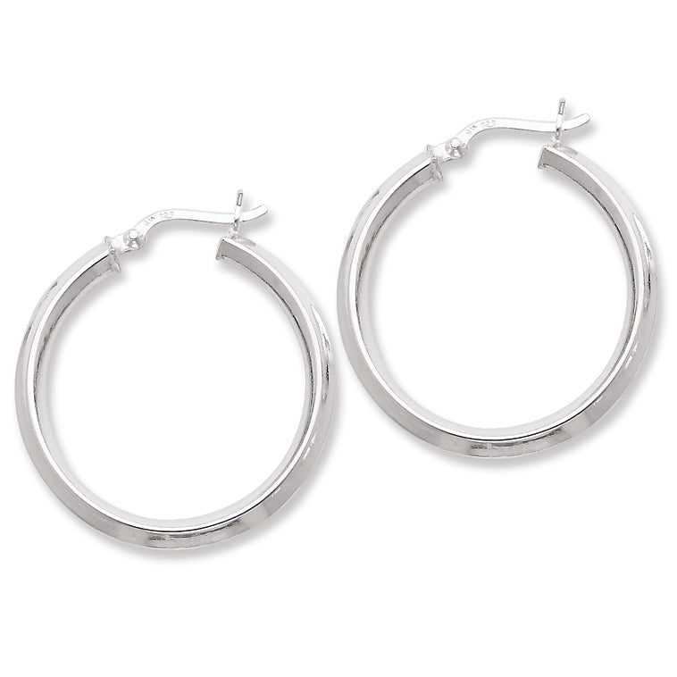 Sterling Silver 30mm Knife Edge Hoop Earrings