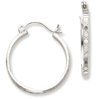 Sterling Silver 2mm X 20mm D-C Polished Hoop Earrings