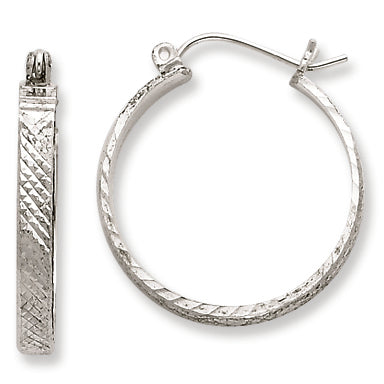 Sterling Silver 3mm X 20mm D-C Polished Hoop Earrings