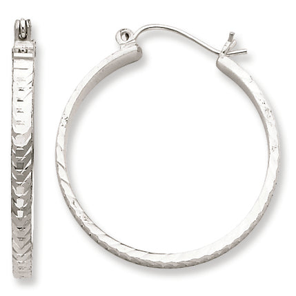 Sterling Silver 2mm X 25mm D-C Polished Hoop Earrings